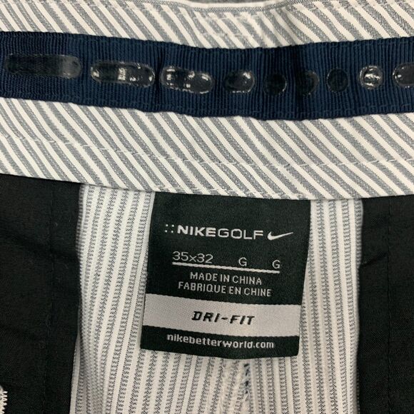 Nike Golf Pant Mens 35x32 White Grey Performance Flat Front Dri Fit Tour Stripe - Picture 4 of 13